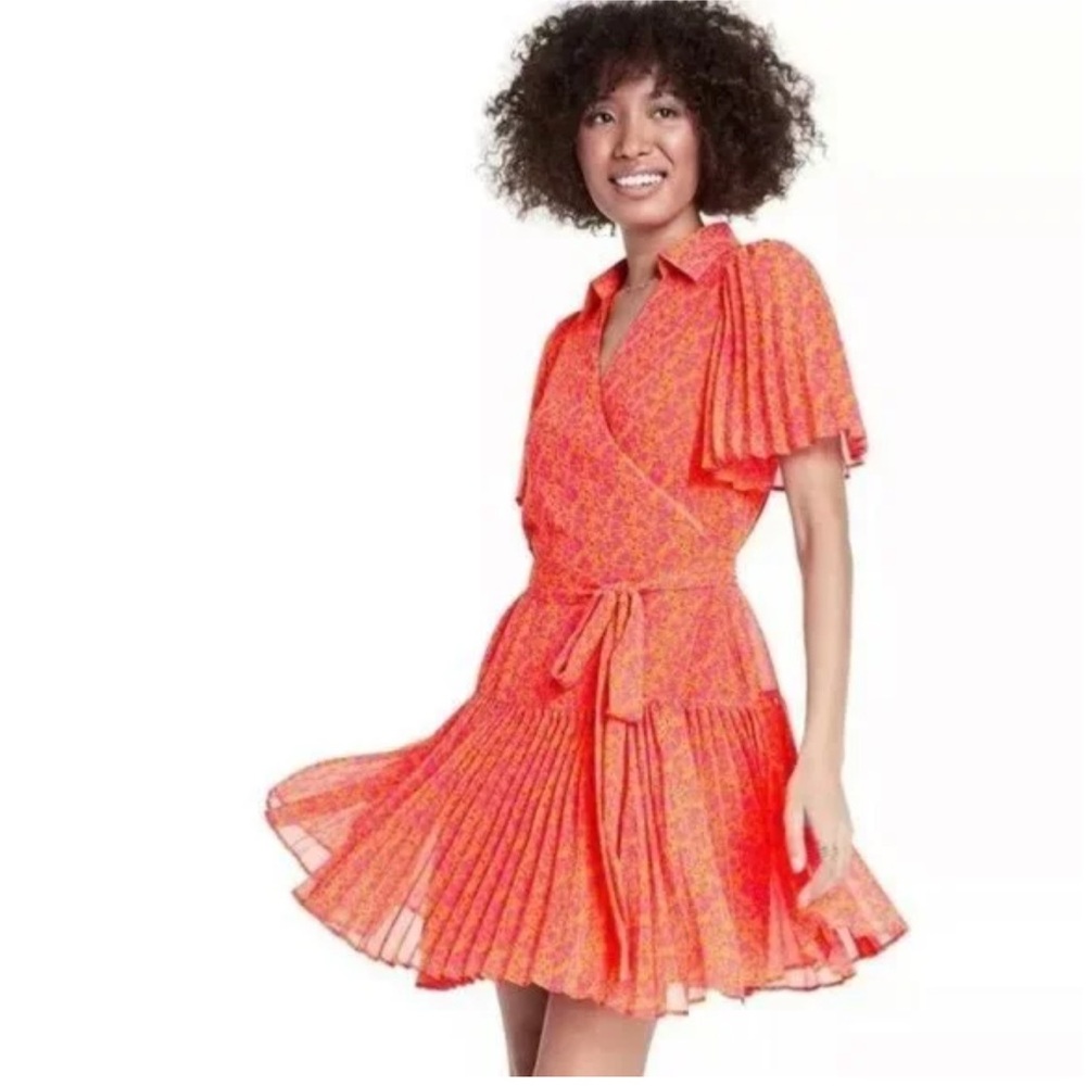 Alexis for Target Orange Pleated Mini Dress